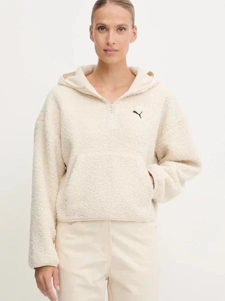 Puma bluză bej cu glugă uni alb