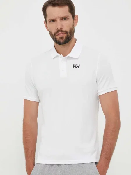 Тениска с яка Helly Hansen бяло с принт
