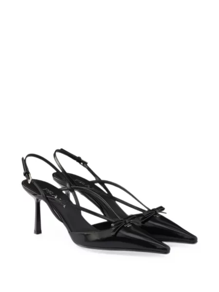Pantofi cu toc Prada din piele slingback negru
