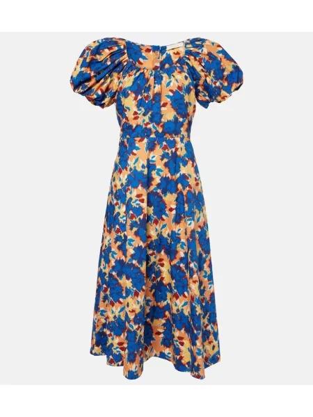Midi obleka Ulla Johnson s cvetličnim vzorcem poplin