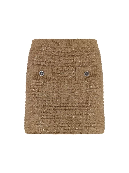 Dzianinowa mała mały spódnica mini Pinko beżowa