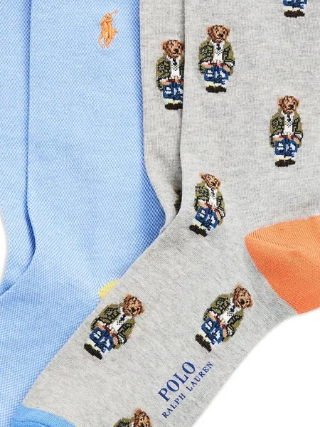 Ленени карирани чорапи Polo Ralph Lauren джобове на гърдите черно