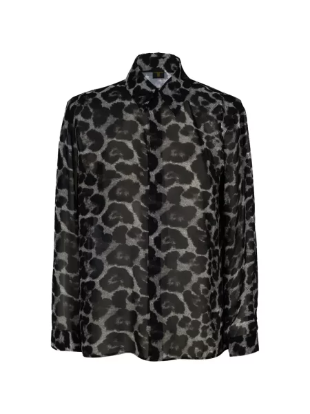 Cămașă Tessitura cu imagine cu model leopard negru