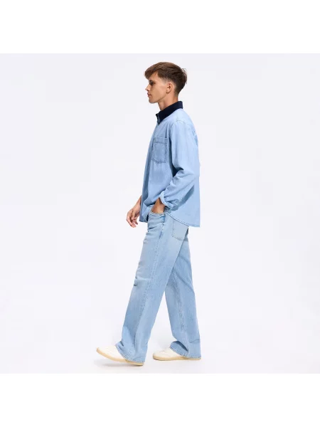 Reserved Džíny bootcut s opraným efektem modrá