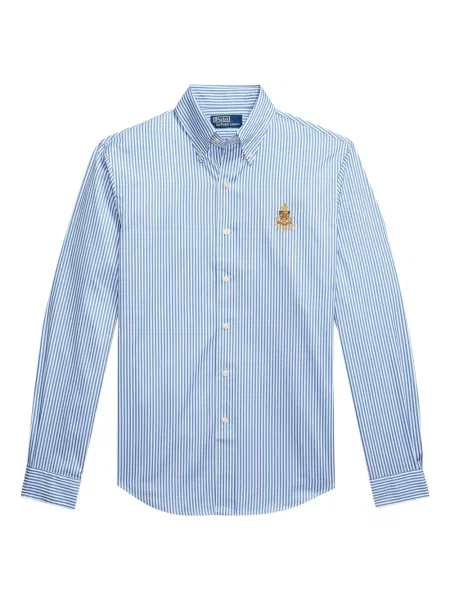 Tricou Polo Ralph Lauren din piele cu broderie în carouri maro
