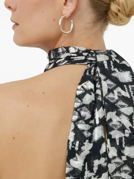 Rochie midi Bruuns Bazaar cu imagine cu imprimeu abstract până la genunchi negru