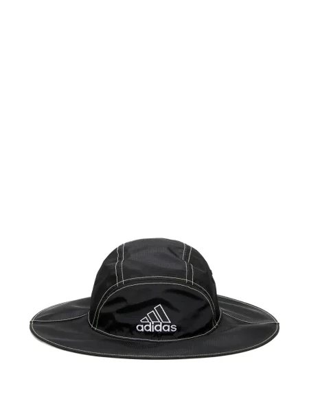 Pruhované tričko Adidas s autogramem s výstřihem do v černé