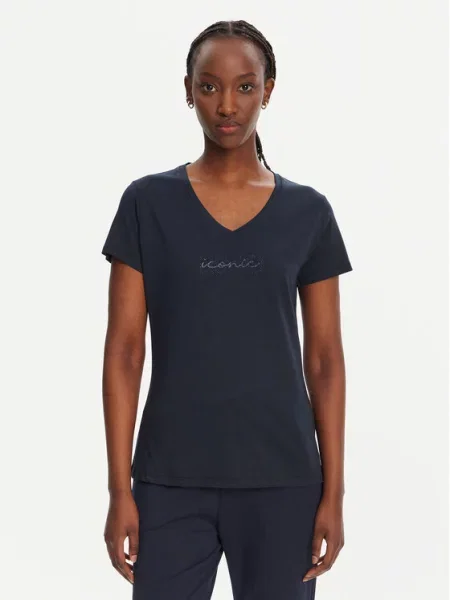 Liu Jo Koszulki Kobieta Niebieski XS Niebieski T-shirt z bawełny z logo z kryształkami