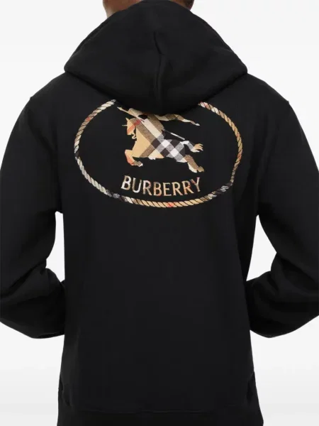 Hanorac cu glugă Burberry în carouri negru