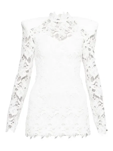 Rochie maxi Nissa din dantelă lungă de costum alb