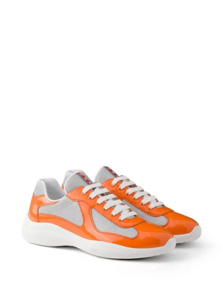 Sneakerși Prada din piele de lac portocaliu
