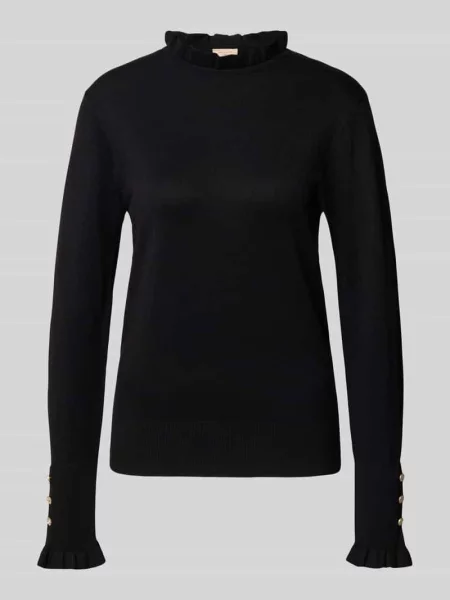 Bluzka z długim rękawem o kroju regular fit z mieszanki model ‘Katie’ Free/quent czarna