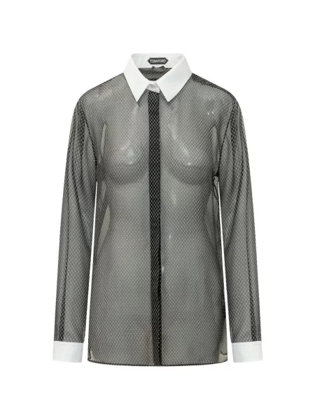Cămașă Tom Ford de mătase cu imagine negru