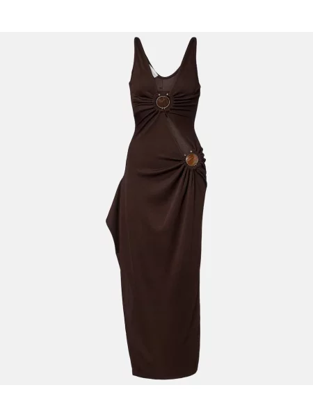 Sukienka midi Christopher Esber do kolan garniturowa brązowa