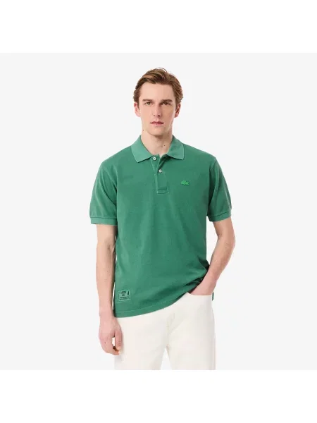 Lacoste Koszulka Polo Classic Fit Z Efektem Sprania zielony