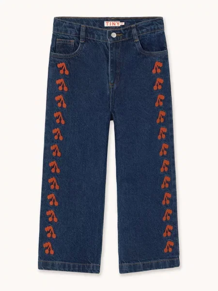 Tinycottons rifle CHERRIES EMBROIDERED JEANS