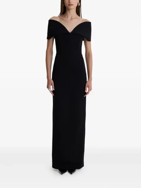 Rochie maxi Moos Studio cu decolteu în V de costum negru