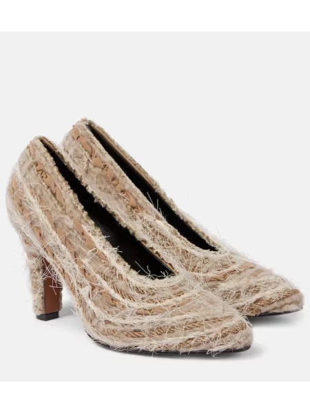 Pantofi cu toc The Row tricotate bej