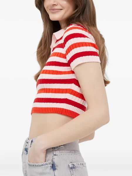 Tricou polo Benetton cu dungi roșu