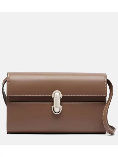 Geanta de piele Savette din piele bej