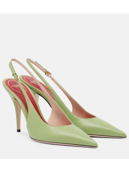 Pantofi cu toc Valentino Garavani din piele slingback verde