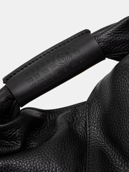 Мини кожаная сумка Mm6 Maison Margiela с драпировкой черная