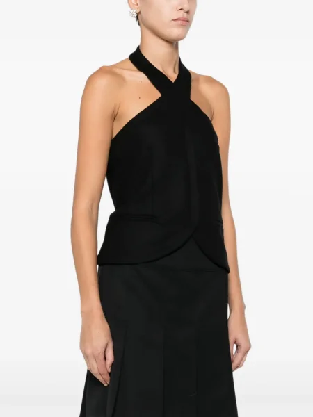 Top Giorgio Armani cu gât halter negru