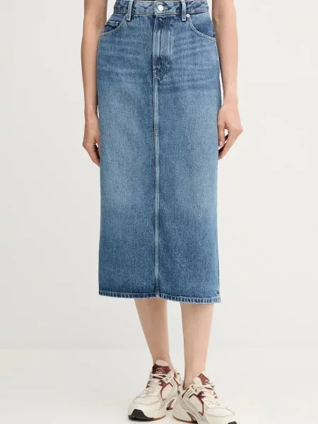 Tommy Hilfiger spódnica jeansowa midi prosta niebieski