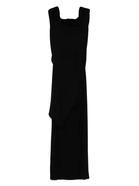 Rochie maxi Yehuafan de lână de costum negru
