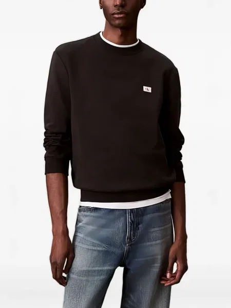 Hanorac crewneck Calvin Klein cu decolteu rotund cu autograf negru