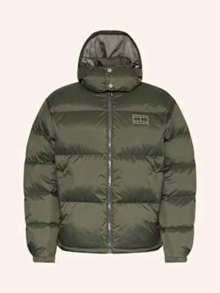 Tommy Jeans Péřová Bunda Alaska S Odnímatelnou Kapucí tmavě zelená