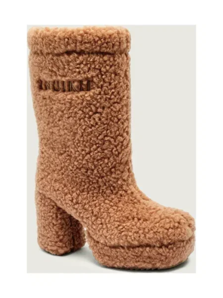 INUIKII De lână cizme cu CURLY HIGH cu adaos de piele | shearling bej