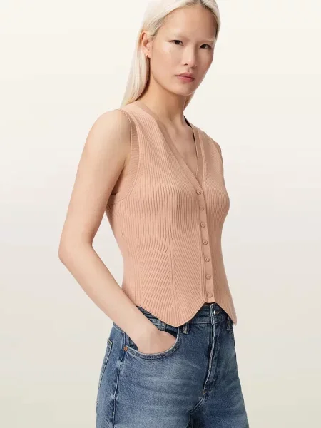 AllSaints top pentru femei din vâscoză portocaliu