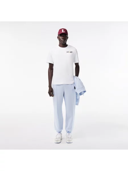 Lacoste Koszulka Heavy Cotton Jersey Z Nadrukiem Na Plecach biała