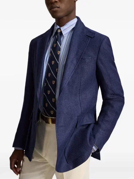 Haftowane skarpety Polo Ralph Lauren w jodełkę z siateczką niebieskie
