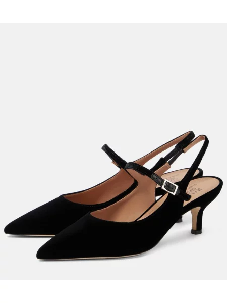 Pantofi cu toc Malone Souliers de catifea slingback negru