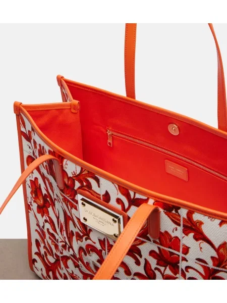 Plátěná shopper kabelka Dolce&gabbana s potlačou oranžová