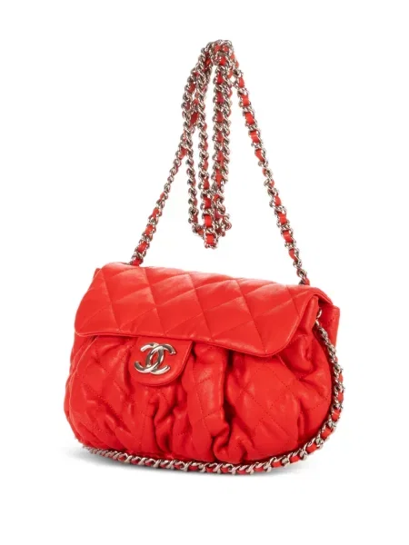 Kožená kožená taška Chanel Pre-owned červená