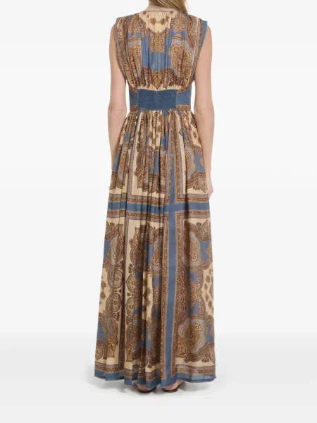 Rochie maxi Zimmermann cu imagine cu model paisley albastru