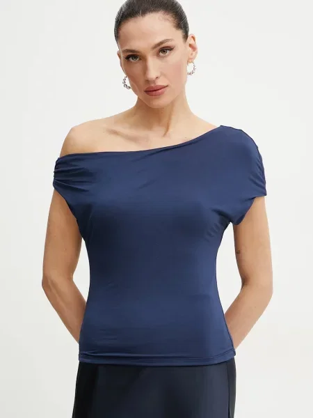 Блуза Guess DOLMAN с изчистен дизайн тъмносиньо