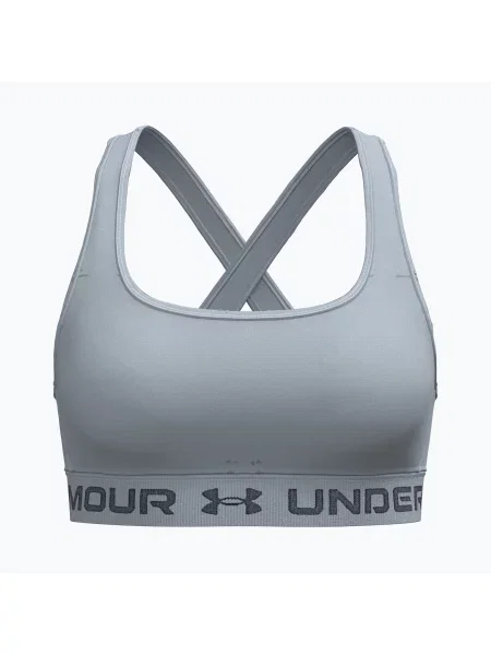 Biustonosz treningowy Under Armour Crossback Mid blue fog/downpour gray szary