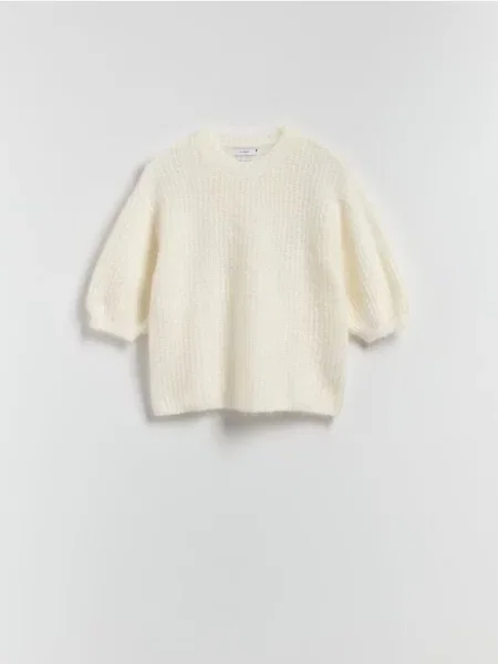 Reserved Pulover cu adaos de lână crem