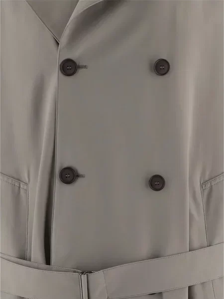 Diržu apjuostas paltas Giorgio Armani dvieiliai pilka