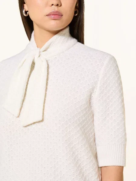 Marc Cain Dzianinowa Koszulka Z Kokardą weiss biała