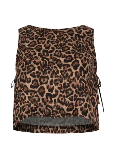 Top Paramidonna cu imagine cu model leopard cu legături maro
