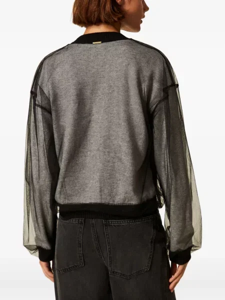 Cardigan Twinset din tul gri