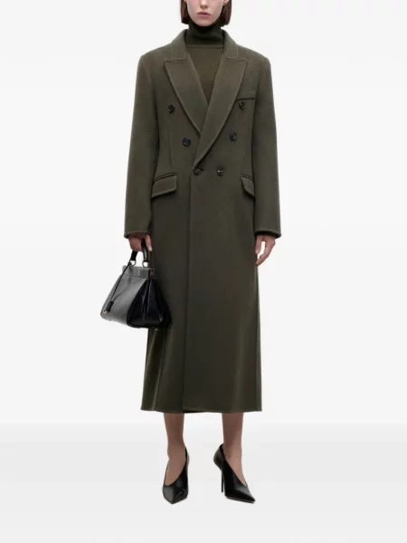 Вълнено двуредно палто Victoria Beckham зелено