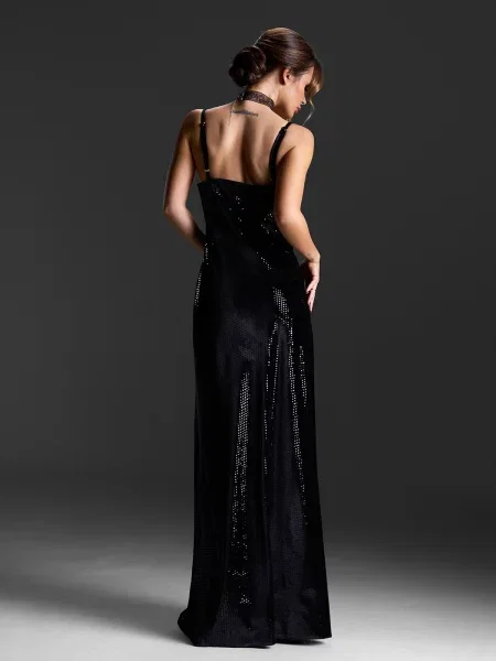 Велюрова Сукня максі ISSA Plus чорний