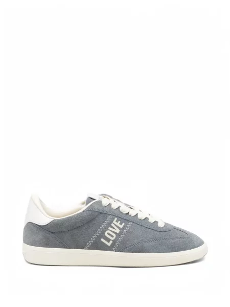 Sneakerși Love Moschino din piele de căprioară cu imagine albastru