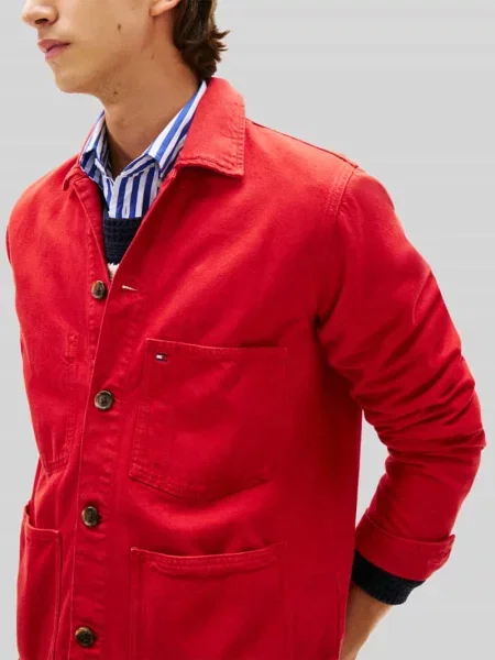 Kurtka koszulowa z czystej bawełny w kroju regular fit Tommy Hilfiger czerwona